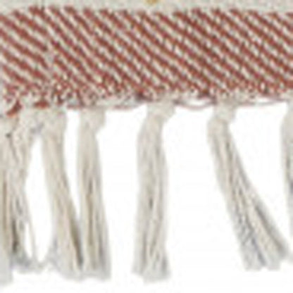 60" X 50" Beige Woven Cotton Striped Throw Blanket with Fringe HomeRoots