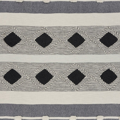 60" X 50" Black and Blue Woven Cotton Striped Throw Blanket with Tassels HomeRoots