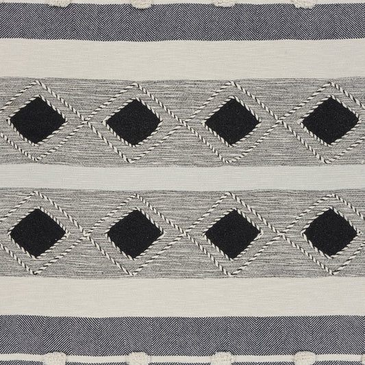 60" X 50" Black and Blue Woven Cotton Striped Throw Blanket with Tassels HomeRoots