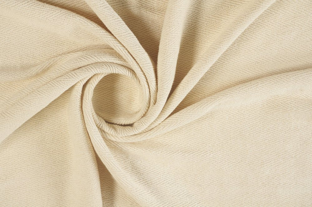 60" X 50" Cream Woven Cotton Chevron Throw Blanket with Tassels — view 4