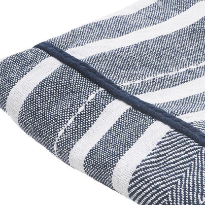 50" X 60" Blue and White Kantha Cotton Striped Throw Blanket with Embroidery HomeRoots