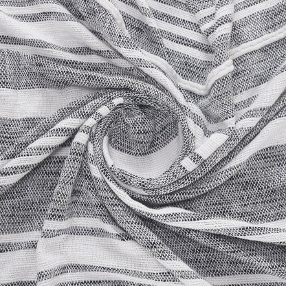 50" X 60" Gray and White Kantha Cotton Striped Throw Blanket with Embroidery HomeRoots