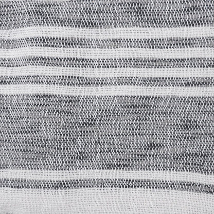 50" X 60" Gray and White Kantha Cotton Striped Throw Blanket with Embroidery HomeRoots