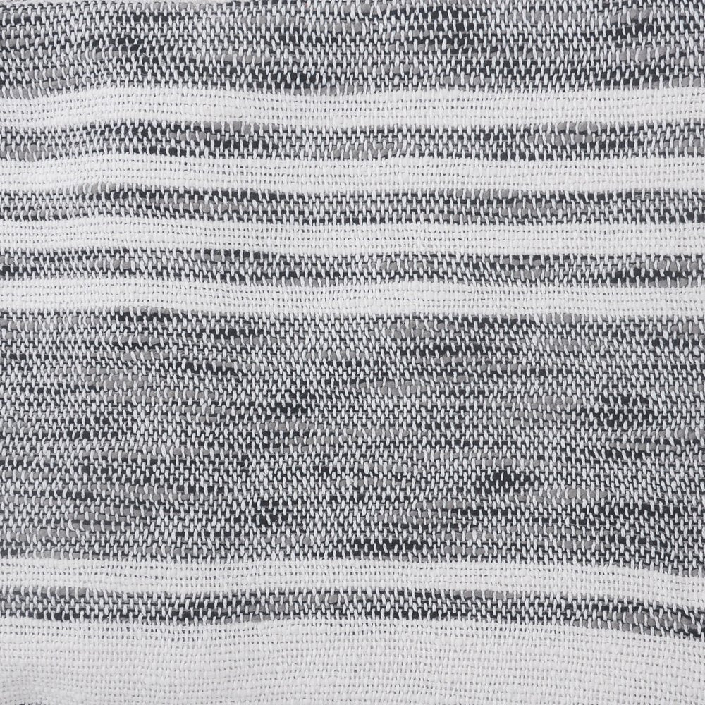 50" X 60" Gray and White Kantha Cotton Striped Throw Blanket with Embroidery HomeRoots