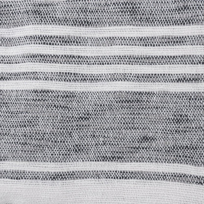 50" X 60" Gray and White Kantha Cotton Striped Throw Blanket with Embroidery HomeRoots