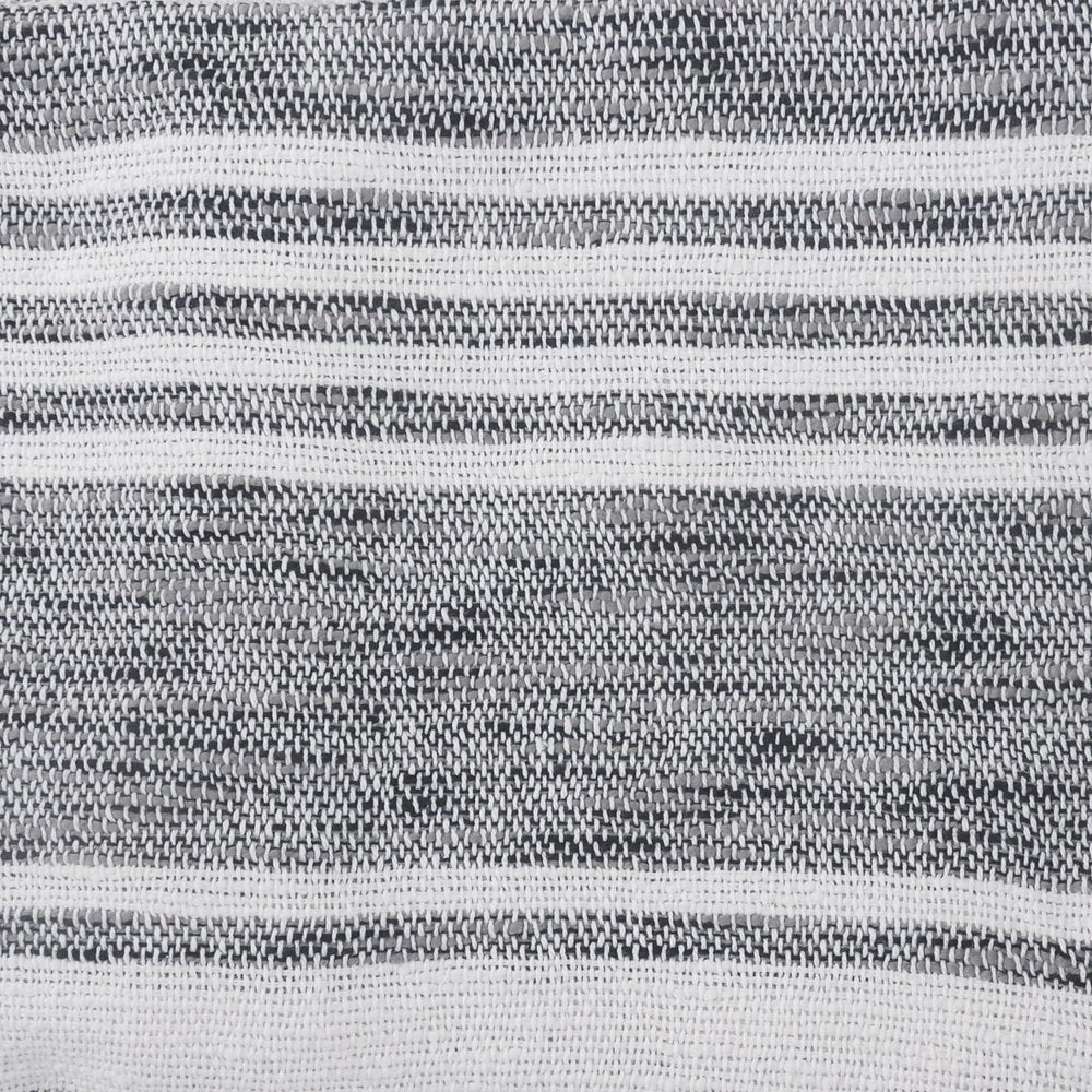 50" X 60" Gray and White Kantha Cotton Striped Throw Blanket with Embroidery HomeRoots