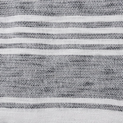 50" X 60" Gray and White Kantha Cotton Striped Throw Blanket with Embroidery HomeRoots