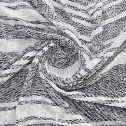 50" X 60" Gray and White Kantha Cotton Striped Throw Blanket with Embroidery HomeRoots