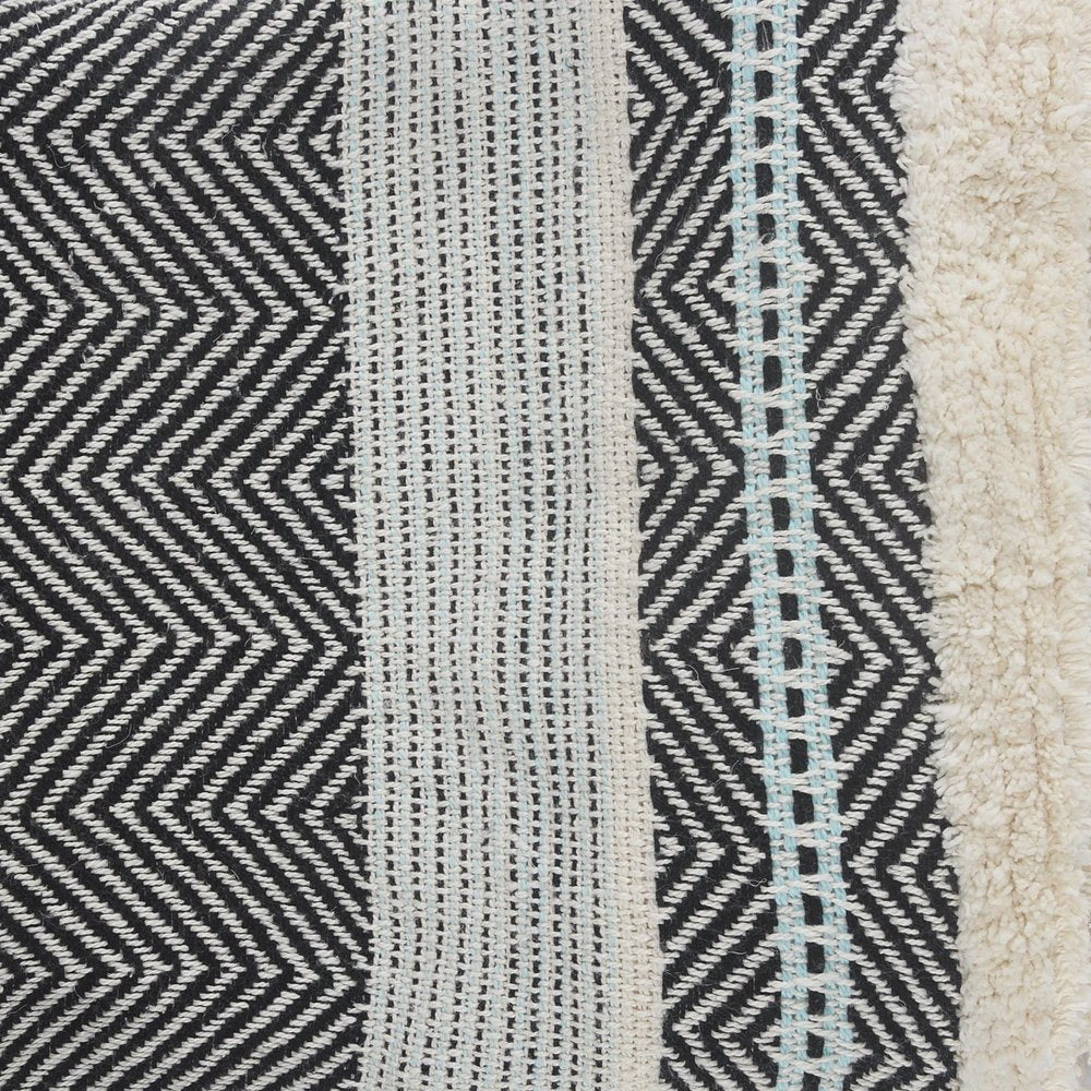 60" X 50" Cream Woven Cotton Herringbone Throw Blanket with Fringe HomeRoots