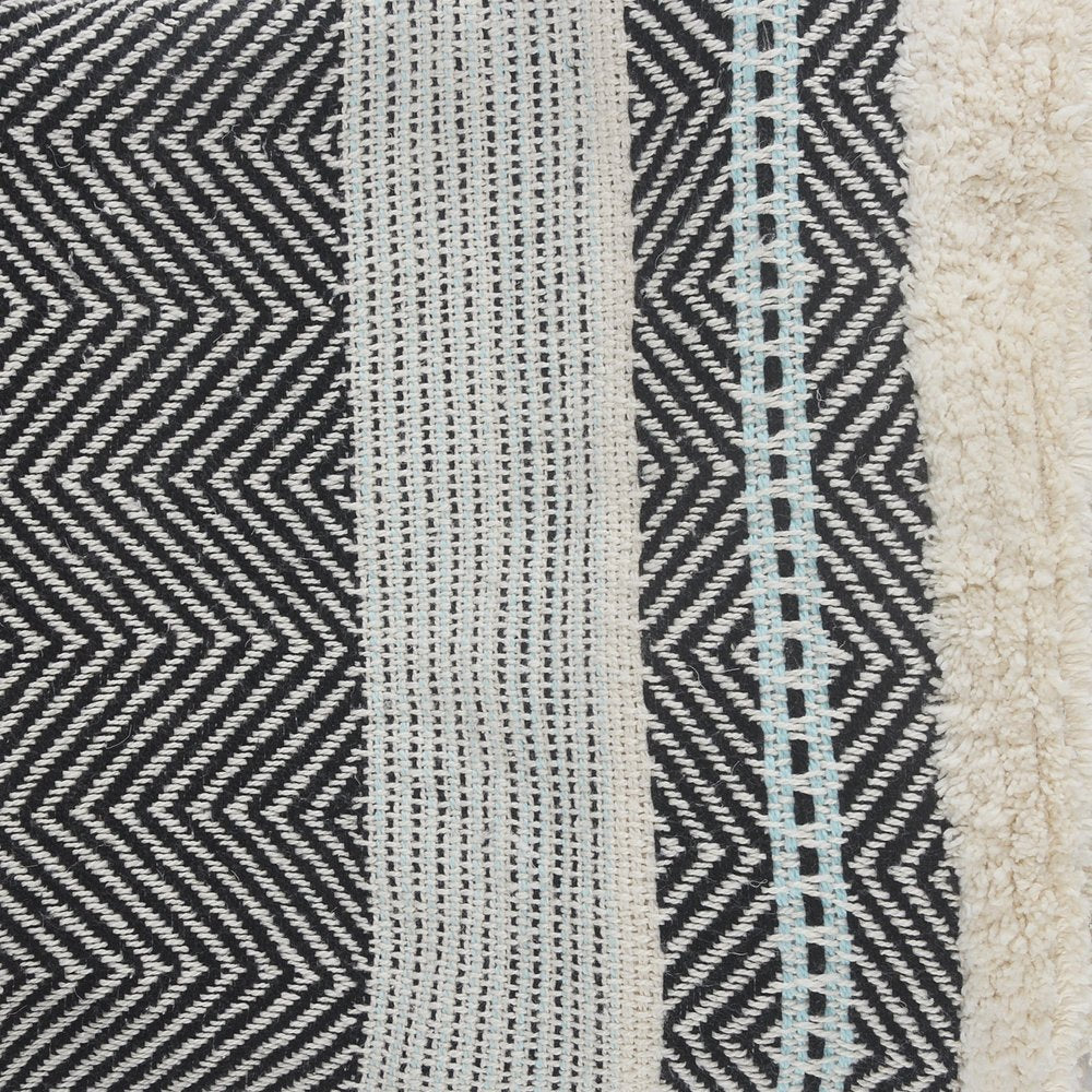 60" X 50" Cream Woven Cotton Herringbone Throw Blanket with Fringe HomeRoots