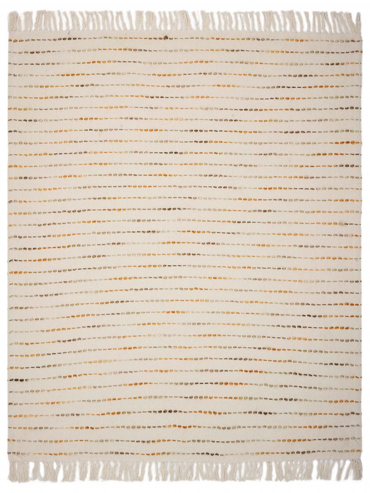 50" X 60" Cream Kantha Cotton Striped Throw Blanket with Embroidery — view 13