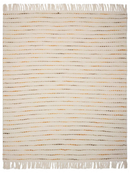 50" X 60" Cream Kantha Cotton Striped Throw Blanket with Embroidery HomeRoots