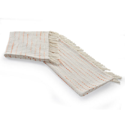 50" X 60" Cream Kantha Cotton Striped Throw Blanket with Embroidery