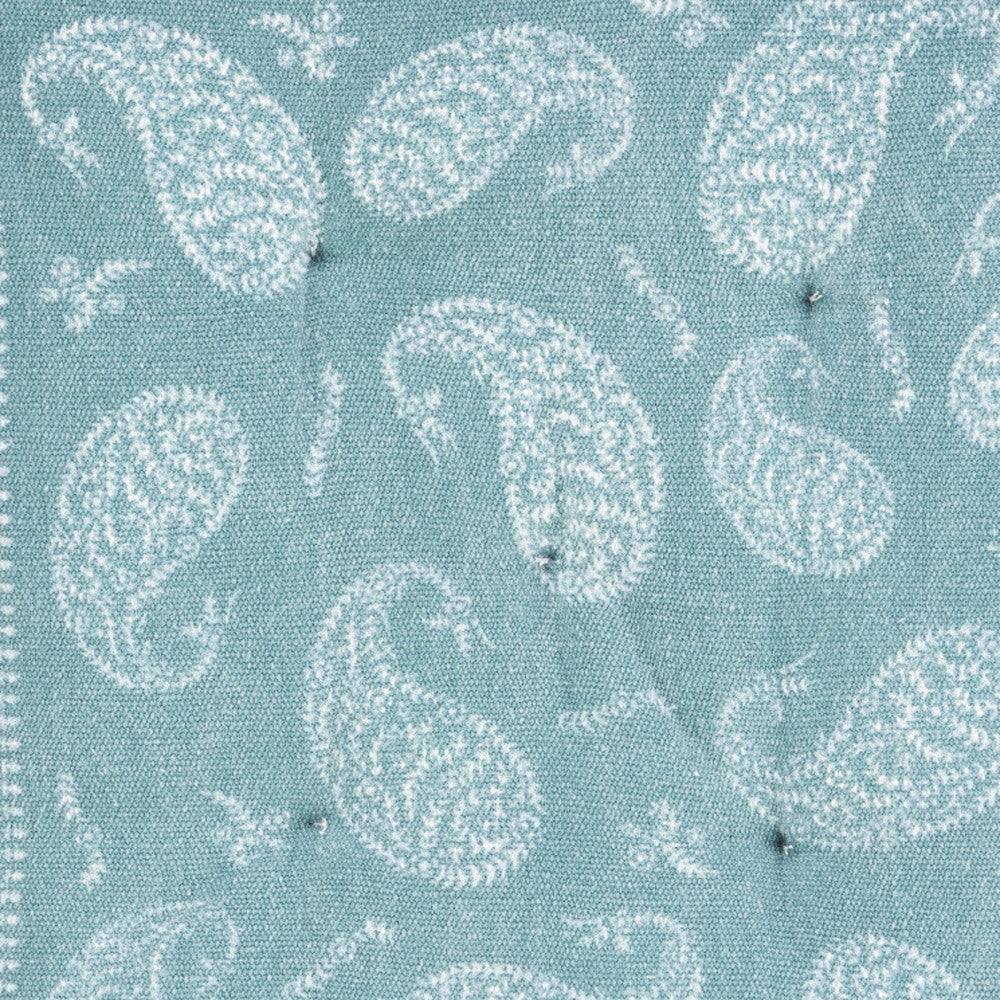 Set Of Two 17" Teal and Ivory Cotton Paisley Dining Chair Pads