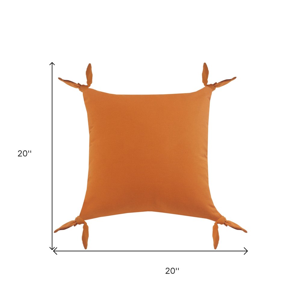 20" X 20" Burnt Orange 100% Cotton Zippered Pillow HomeRoots