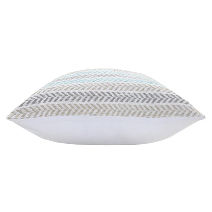 18" Green And White Chevron Cotton Throw Pillow