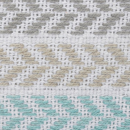 18" Green And White Chevron Cotton Throw Pillow