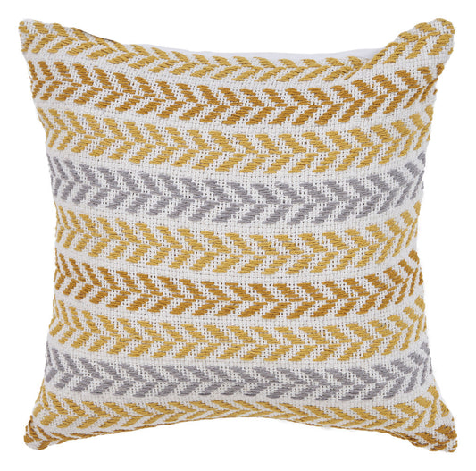 18" X 18" Yellow and White Chevron Cotton Zippered Pillow FurniFindUSA