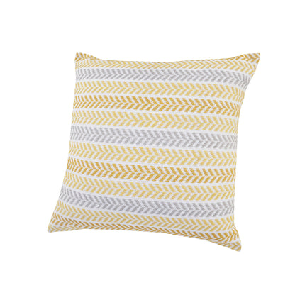 18" X 18" Yellow and White Chevron Cotton Zippered Pillow FurniFindUSA