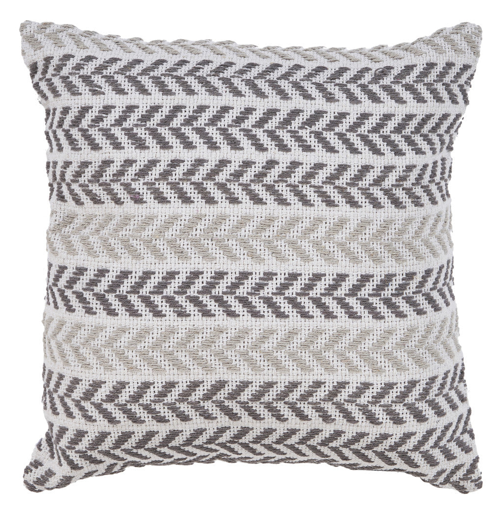 18" X 18" Gray and White Chevron Cotton Zippered Pillow FurniFindUSA