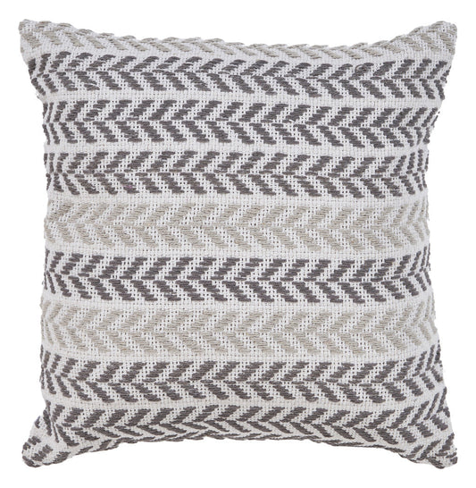 18" X 18" Gray and White Chevron Cotton Zippered Pillow FurniFindUSA