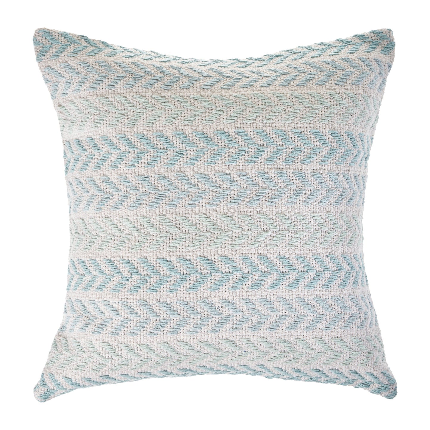 18" X 18" Light Blue And White 100% Cotton Chevron Zippered Pillow FurniFindUSA
