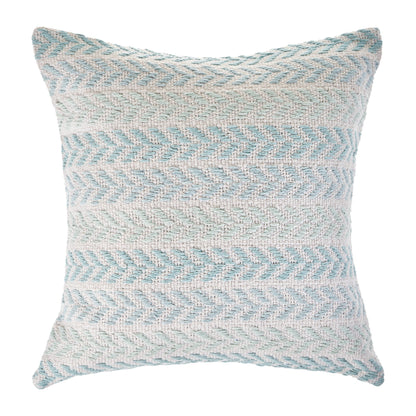 18" X 18" Light Blue And White 100% Cotton Chevron Zippered Pillow FurniFindUSA