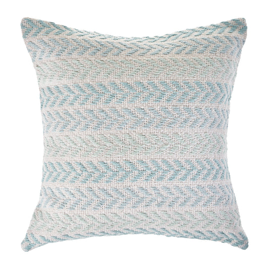 18" X 18" Light Blue And White 100% Cotton Chevron Zippered Pillow FurniFindUSA