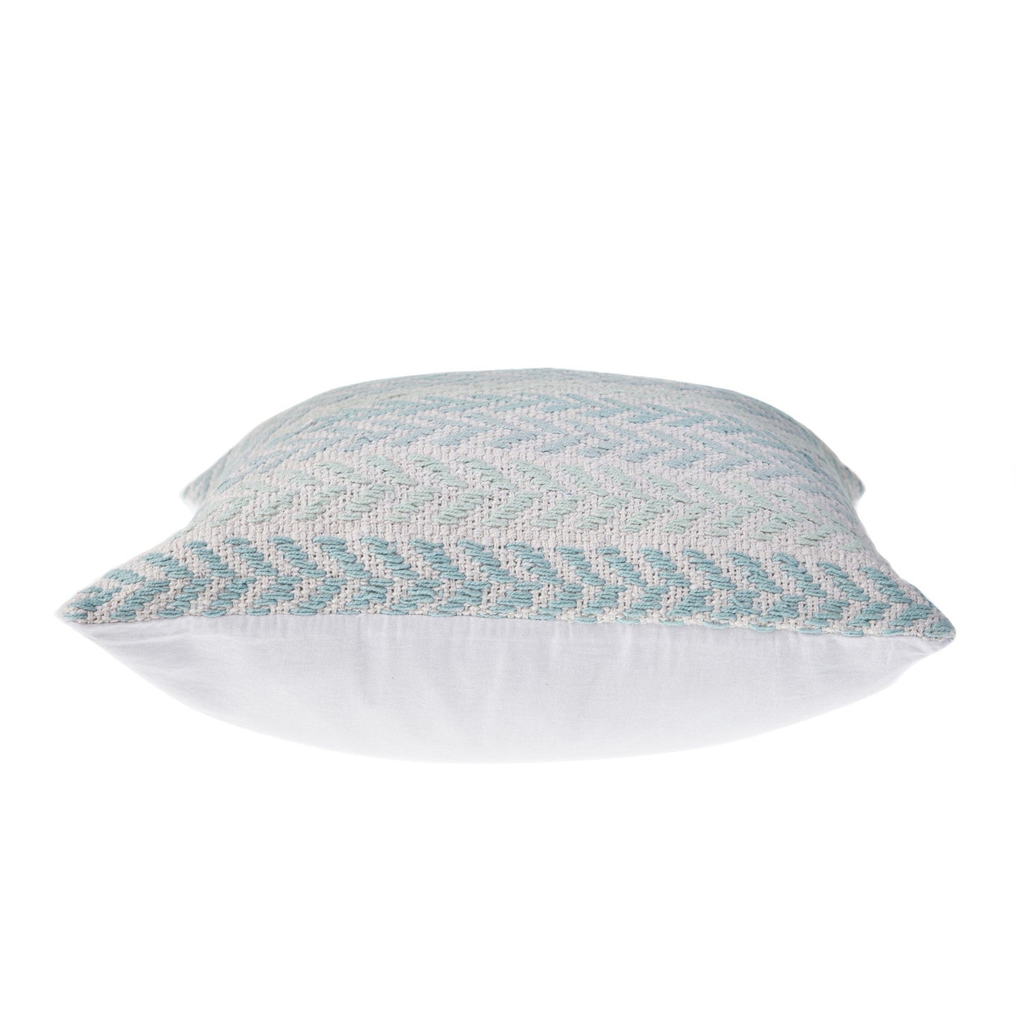 18" X 18" Light Blue And White 100% Cotton Chevron Zippered Pillow FurniFindUSA