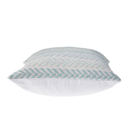 18" X 18" Light Blue And White 100% Cotton Chevron Zippered Pillow FurniFindUSA
