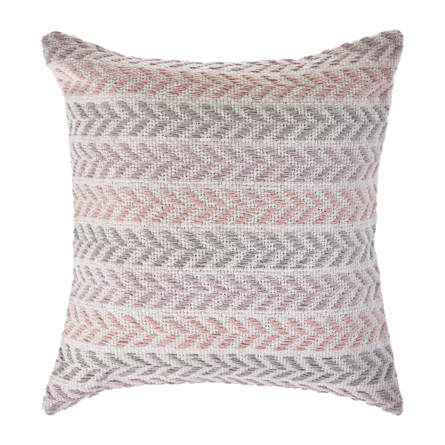 18" X 18" Purple Pink Gray And White 100% Cotton Chevron Zippered Pillow FurniFindUSA