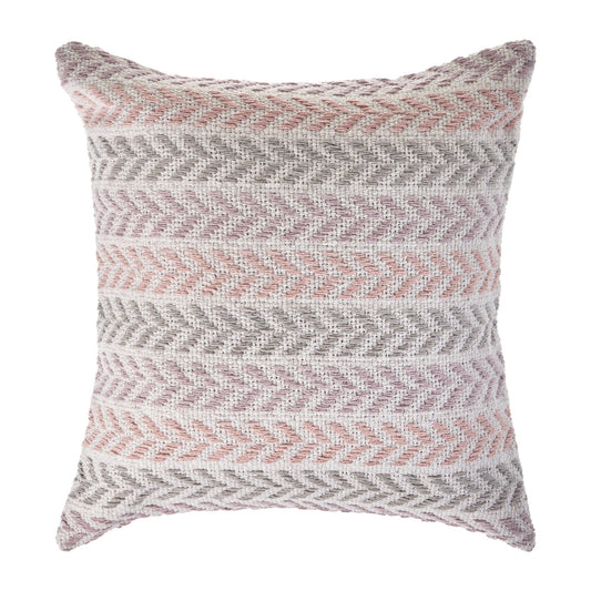 18" X 18" Purple Pink Gray And White 100% Cotton Chevron Zippered Pillow FurniFindUSA