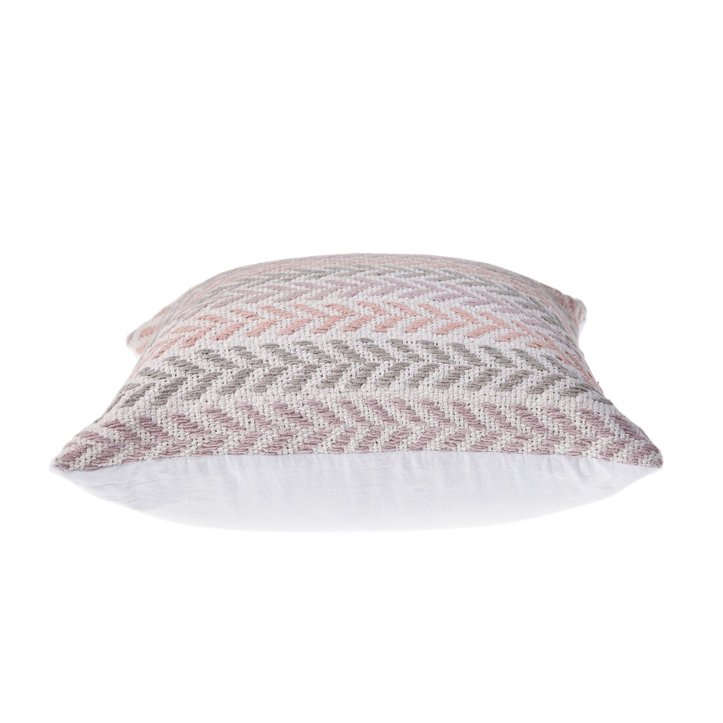 18" X 18" Purple Pink Gray And White 100% Cotton Chevron Zippered Pillow FurniFindUSA