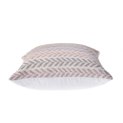 18" X 18" Purple Pink Gray And White 100% Cotton Chevron Zippered Pillow FurniFindUSA