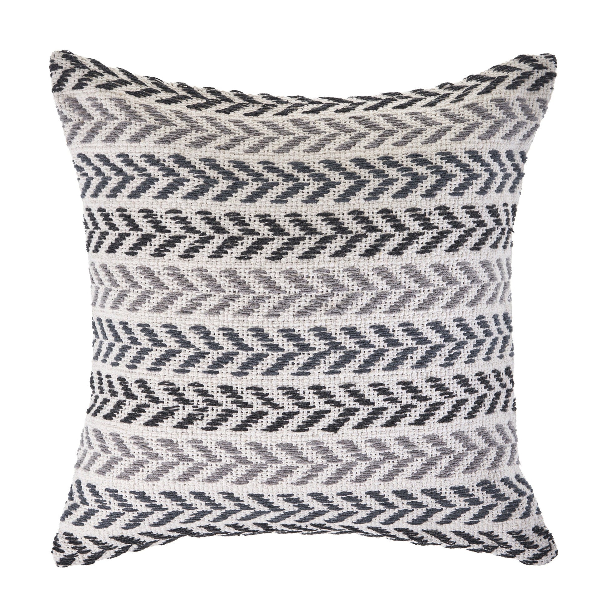 18" X 18" Gray Black And White 100% Cotton Chevron Zippered Pillow FurniFindUSA