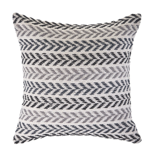 18" X 18" Gray Black And White 100% Cotton Chevron Zippered Pillow FurniFindUSA