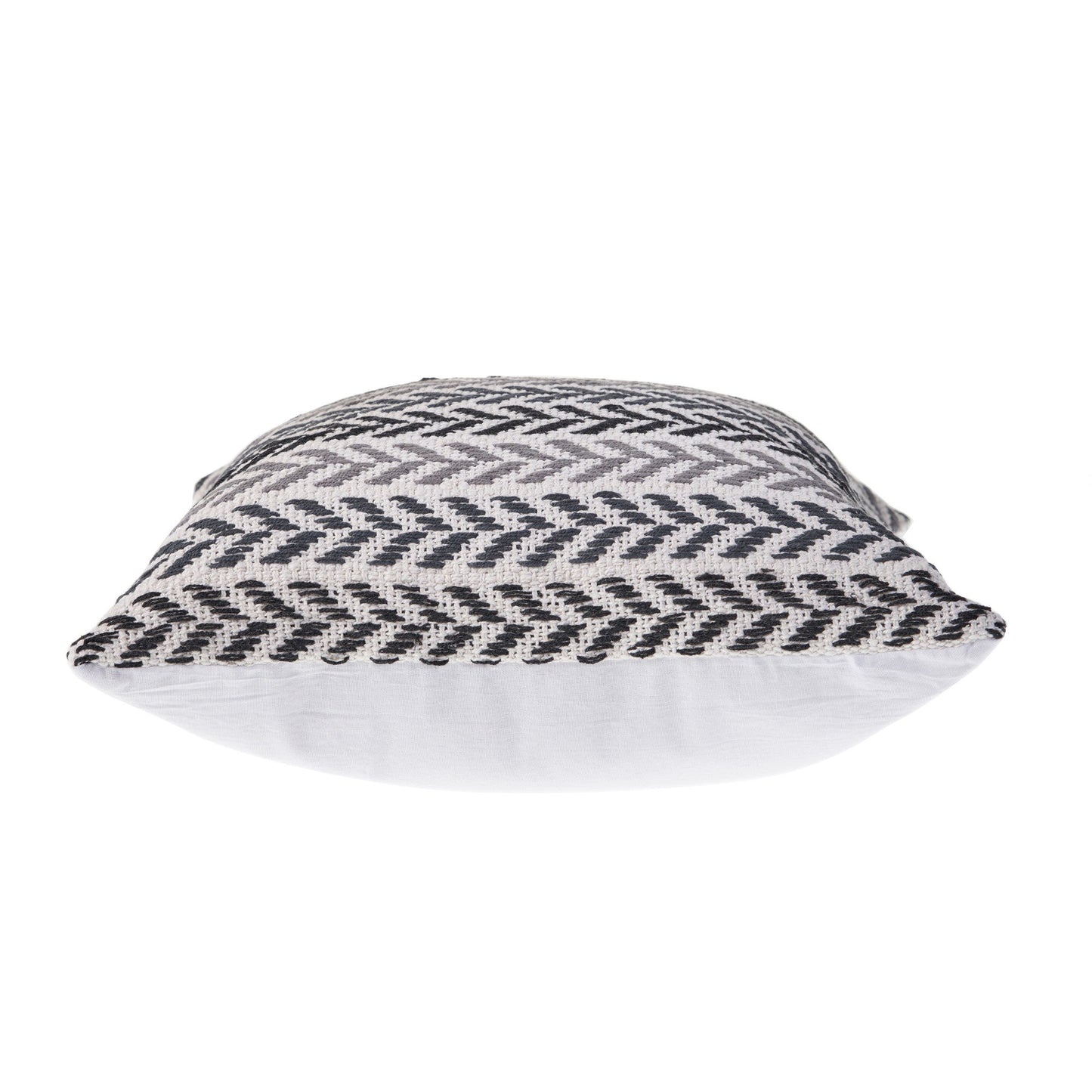 18" X 18" Gray Black And White 100% Cotton Chevron Zippered Pillow FurniFindUSA