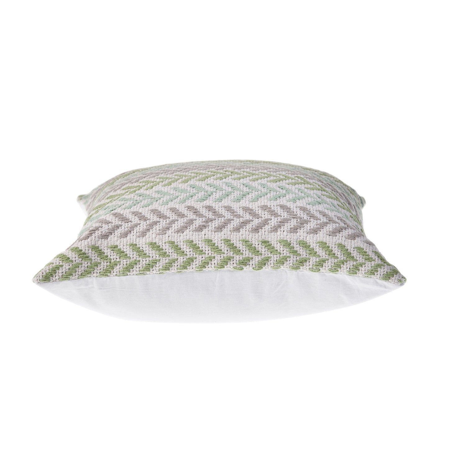 18" X 18" Green Blue Gray And White 100% Cotton Chevron Zippered Pillow FurniFindUSA