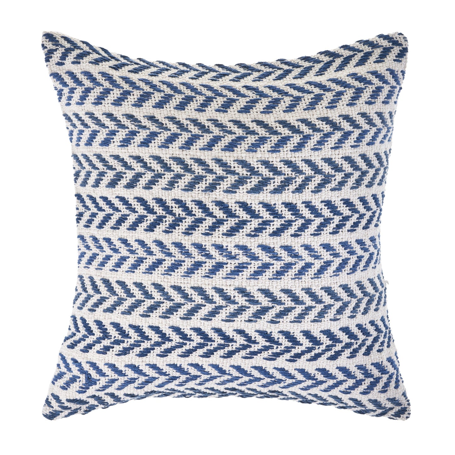 18" X 18" Blue And White 100% Cotton Chevron Zippered Pillow FurniFindUSA
