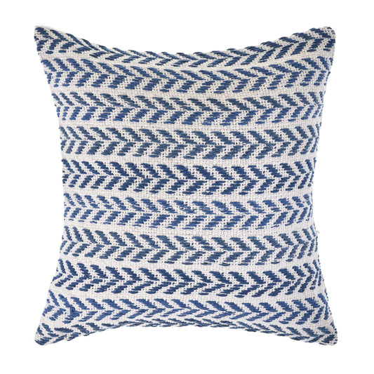 18" X 18" Blue And White 100% Cotton Chevron Zippered Pillow FurniFindUSA