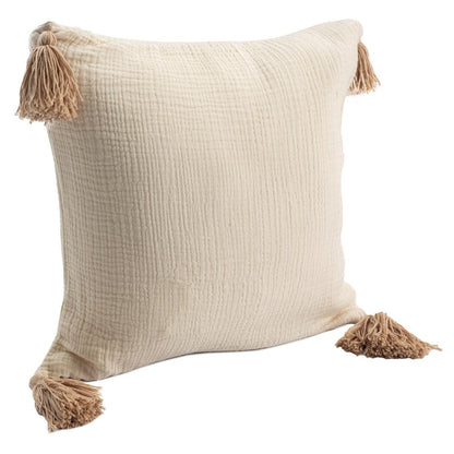 20" X 20" Light Beige And Dark Beige 100% Cotton Zippered Pillow HomeRoots