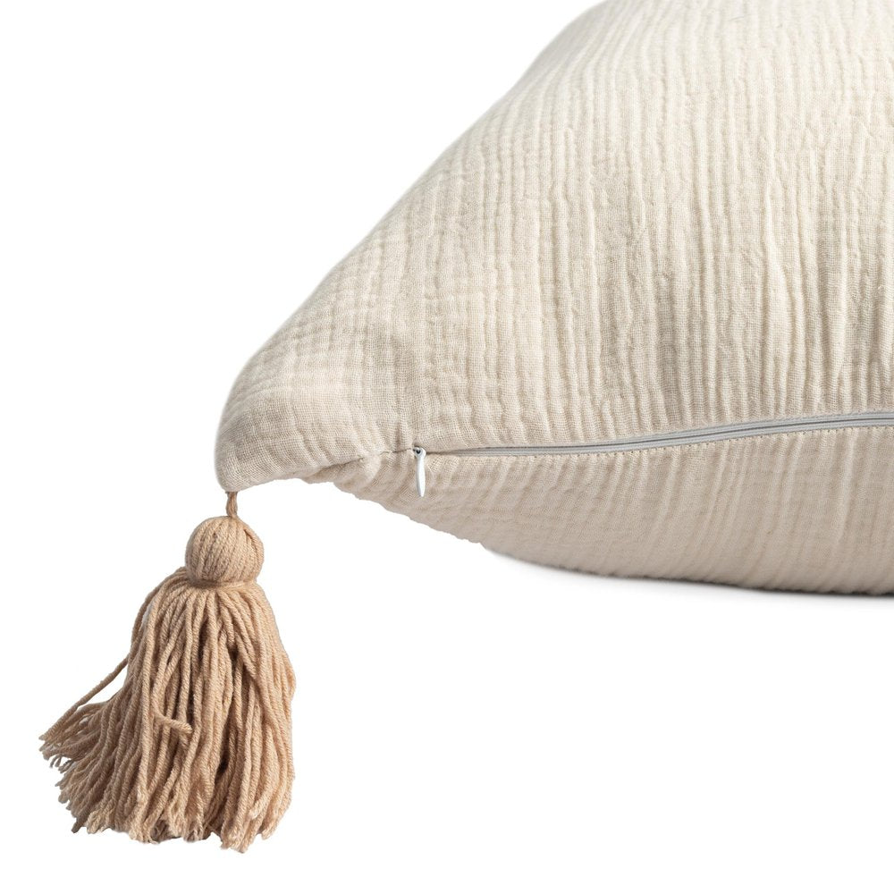 20" X 20" Light Beige And Dark Beige 100% Cotton Zippered Pillow — view 6