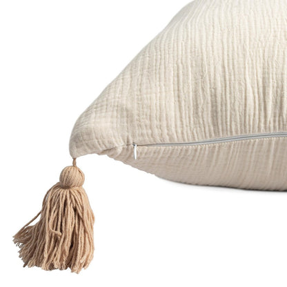 20" X 20" Light Beige And Dark Beige 100% Cotton Zippered Pillow HomeRoots