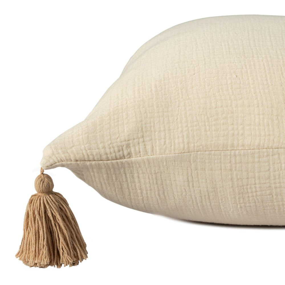 20" X 20" Light Beige And Dark Beige 100% Cotton Zippered Pillow — view 7