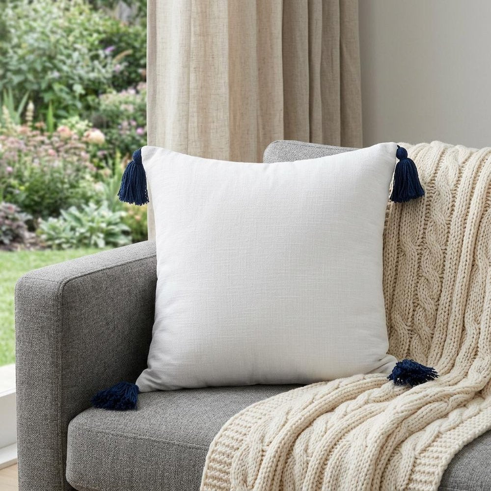 20" Blue And White Cotton Throw Pillow HomeRoots