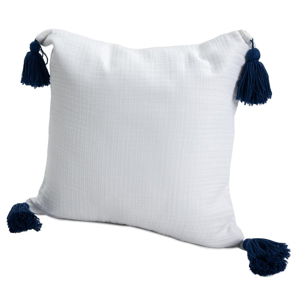 20" Blue And White Cotton Throw Pillow HomeRoots