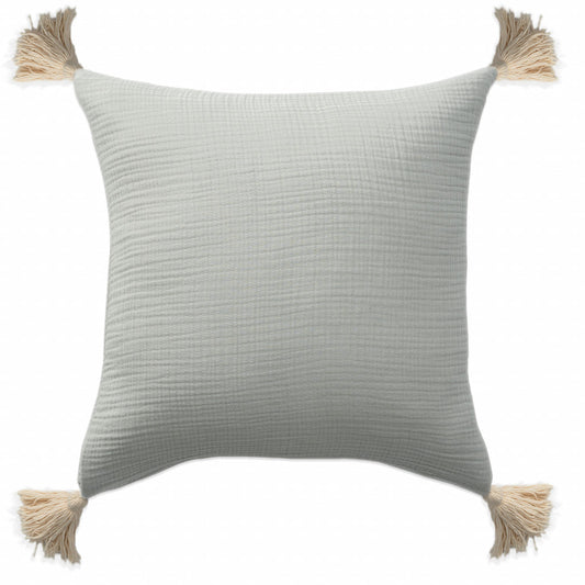 20" X 20" Gray And Beige 100% Cotton Zippered Pillow FurniFindUSA