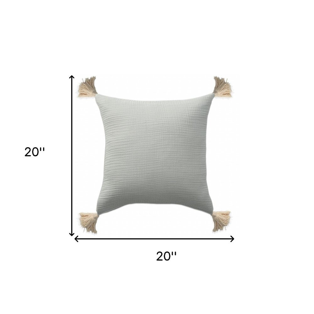 20" X 20" Light Beige And Dark Beige 100% Cotton Zippered Pillow HomeRoots