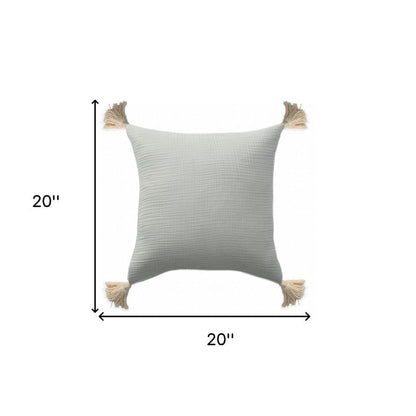 20" X 20" Light Beige And Dark Beige 100% Cotton Zippered Pillow HomeRoots