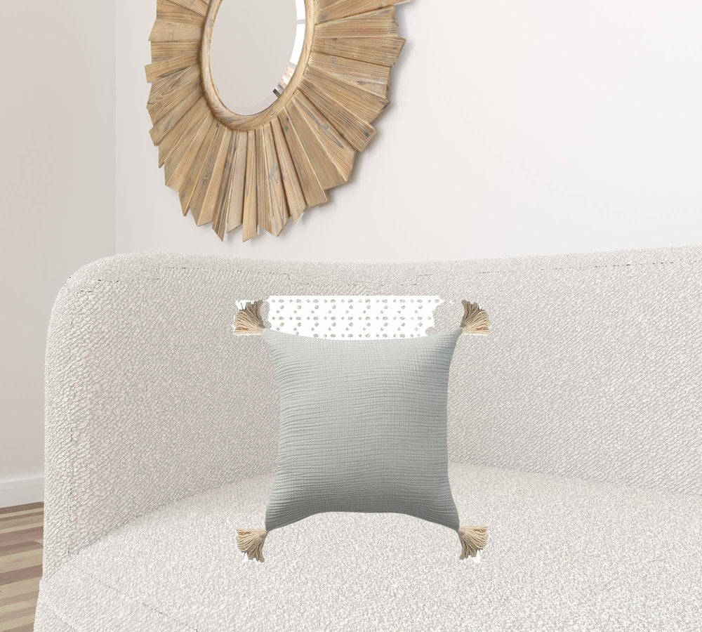 20" X 20" Light Beige And Dark Beige 100% Cotton Zippered Pillow HomeRoots